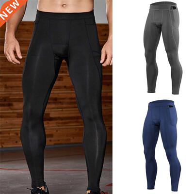 Men Chic Solid Color Compression Pants Bottoms Fitness Pants