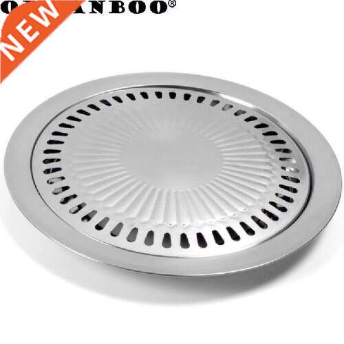 Stainless steel round outdoor korean barbecue tray portable
