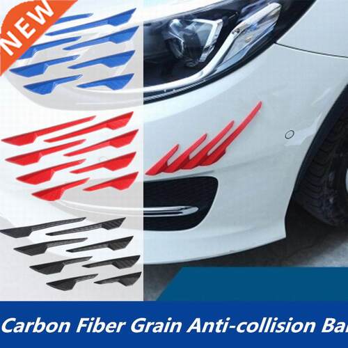 8 Pcs Carbon Fiber Pattern Rubber Car Front Bumper Body Door