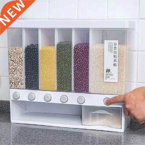 6 Grids Wall Mounted Food Storage Box Plastic Clear