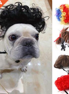 Creative Pet Cosplay Accessories Clown Red Wig Head Wear for