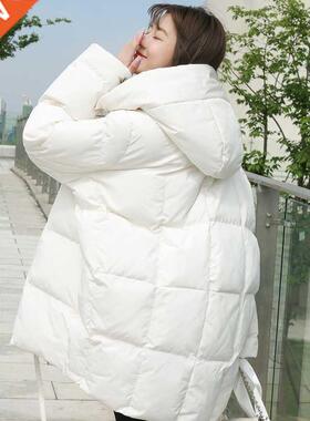 Winter New Style Puffer Jackets Women White Zipper Long Down