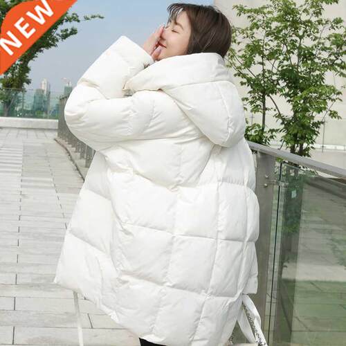 Winter New Style Puffer Jackets Women White Zipper Long Down