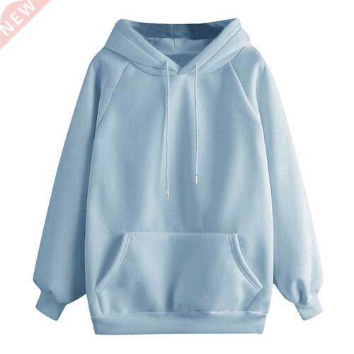 soild autumn winter sweatshirts for women hooded drawsting L