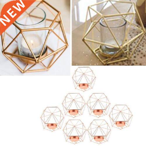 7pcs D Geometric Candle Hder Hexagon Geo Frame Tea Light