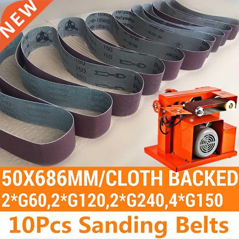 10pcs Sanding Belts Mixed 60/120/150/240 Grit 50x686mm Sandi