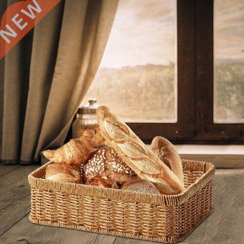 Natural Rattan Fruit Storage Baskets Hand Woven Rectangular