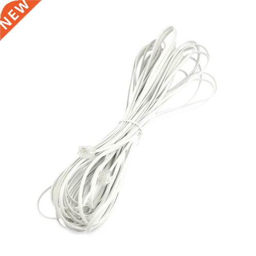White Male 6P2C RJ11 Plug Telephone Fax Modem Line Cable 14M