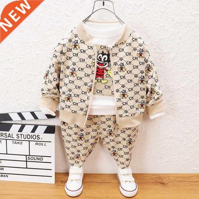 2022 autumn new boy spring cardigan suit baby cartoon three-