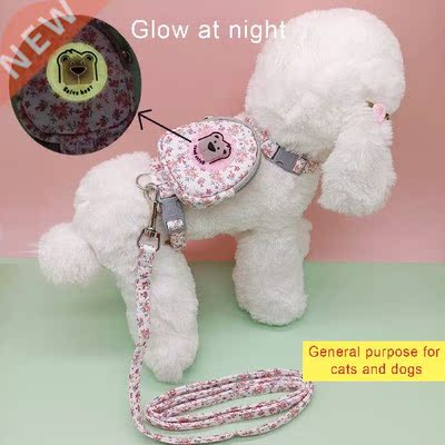 Pet Harness and Leash Set Floral justable Dog Harness and