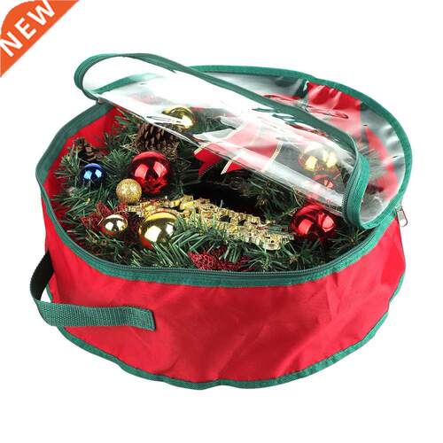 Transparent Christmas Wreath Storage Bag with Handle Cover