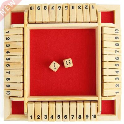 Shut The Box Dice Game Classic 4 Sided Wooden Board