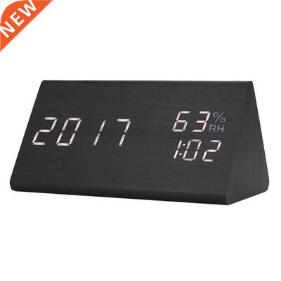 Wooden Alarm Clock LED Time/ Temperature/ Humidity Display V