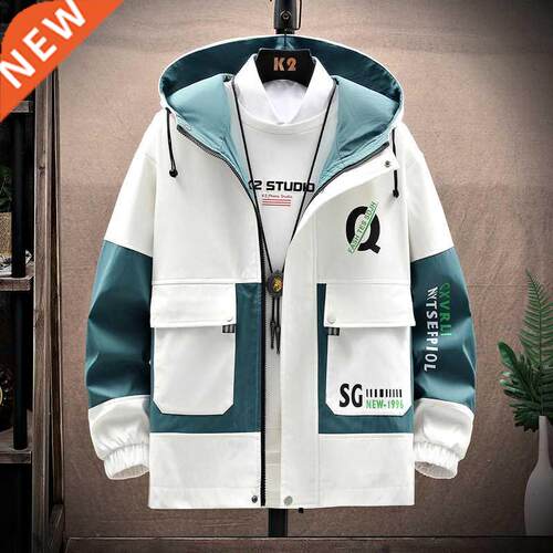Men's Windbreaker Jackets Youth Korea Fashion Print