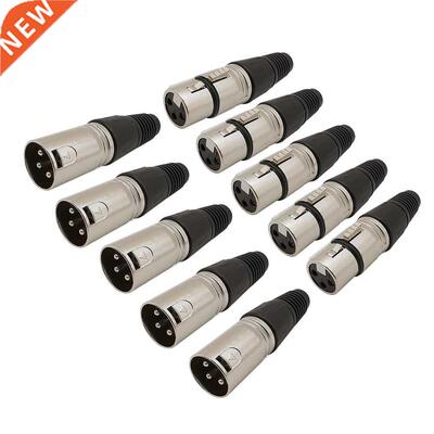 10Pcs 3 Pin XLR Audio Plug Male and Female Jack Microphone M