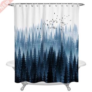 Coniferous irds Landscape Forest for Shower Curtains