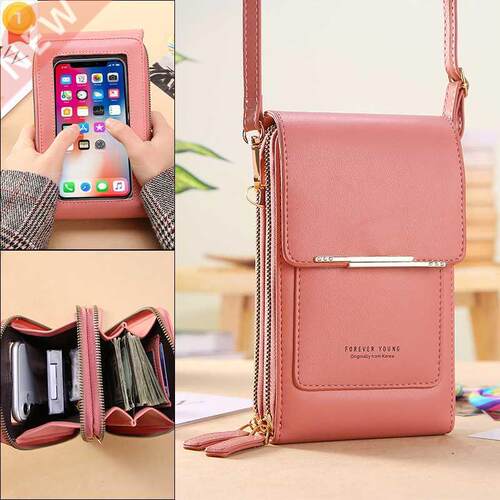 Women Bags Soft Leather Wallets Touch Screen Cell Phone Purs