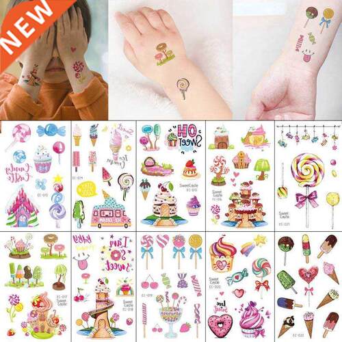 10pcs Ice Cream Lollipop Cake Temporary Tatoo Sticker Water