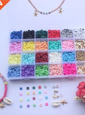 24 Grid Multicolored Polymer Clay Discs Alphabet Beads