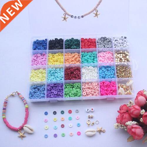 24 Grid Multicolored Polymer Clay Discs Alphabet Beads