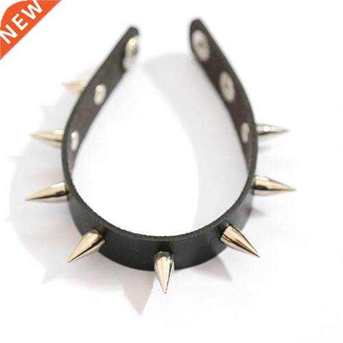 1PC Unisex  Punk Bracelet Spike Metal Rivet Cone Blac