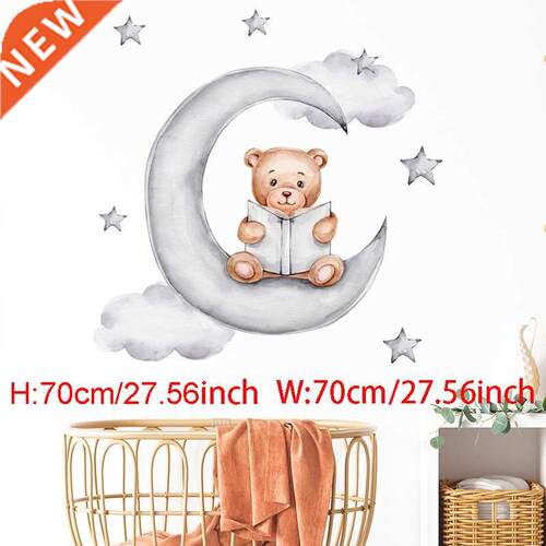 Cartoon Rabbit Moon Stars Wall Stickers For Kids Room Decora