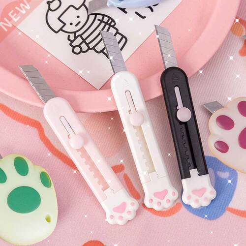 Cute Mini Utility Knife Kawaii Cat Paw Art Box Paper Cutter