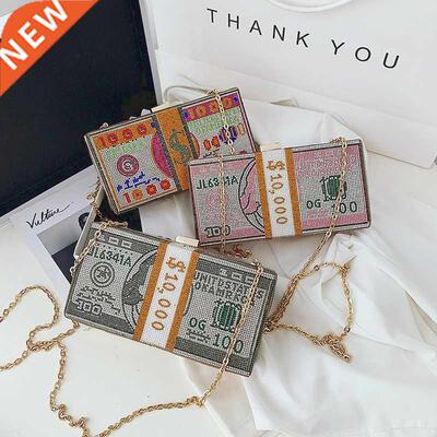 Women Crystal Money USD Bags Dollar Design Luxury Diamond Ev
