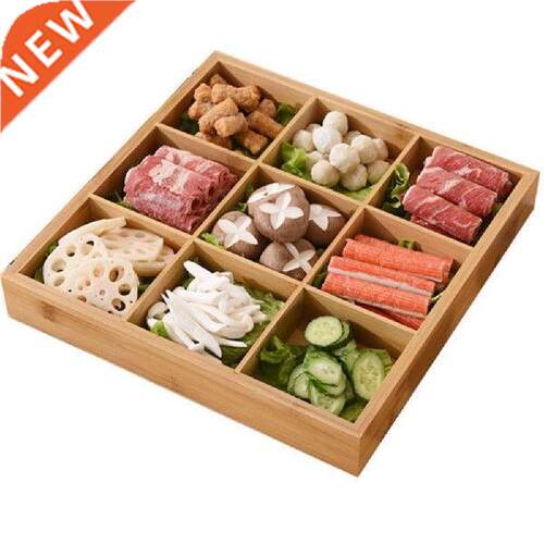 Nine Grid Wooden Box Storage Organizer Hot pot tray fruit