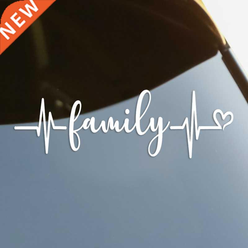 Family Heartbeat Die-Cut Vinyl Decal Car Sticker Waterproof