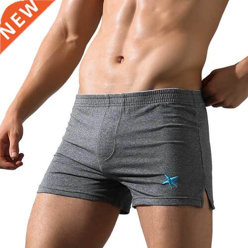 Mens Cotton Sleep Bottoms Elastic Waist Home Pajama Shorts F