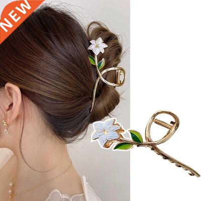 Elegant Flower Hair Claws Women Summer Large Metal Hair Cli