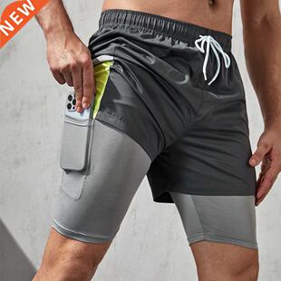 Men Running Sporty Shorts Gym Fitness Workout Breathable Mes