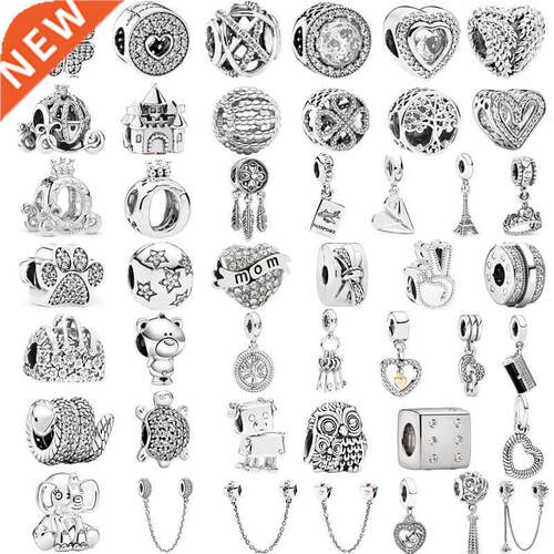 New Silver Color Feather Crown Safety Chain Owl Love Beads T