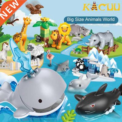 Newest Toys Big Size Figure Animals Block Farm Series Big Bu