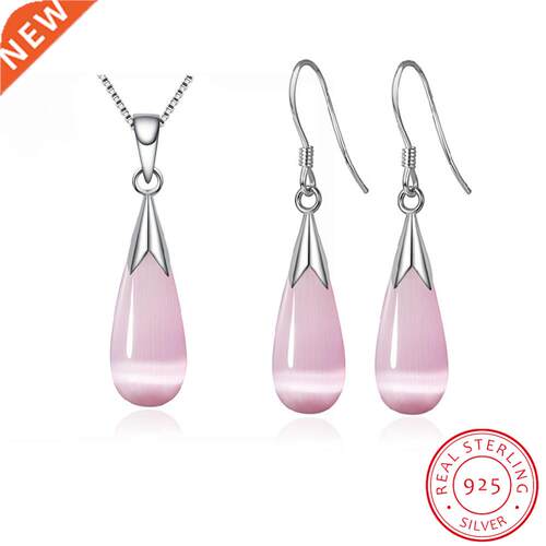 925 Sterling Silver Jewelry Sets Moonstone Opal Water Drop N