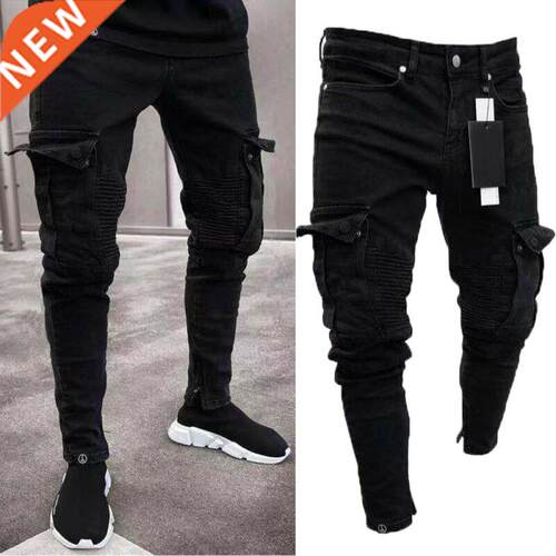 Goocheer Long Pencil Pants Ripped Jeans Slim Spring Hole Men
