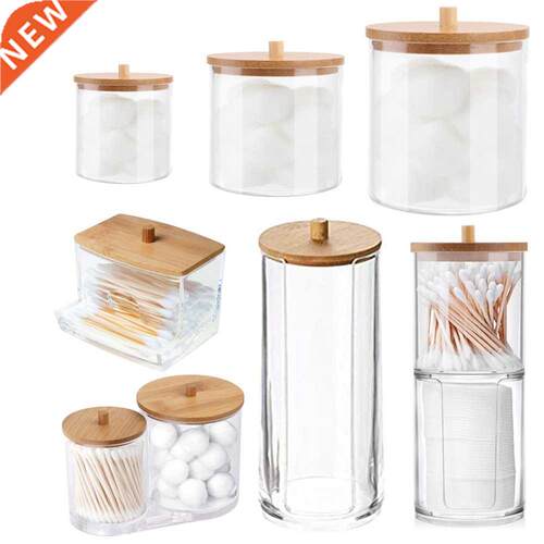 Cotton Swab Organizer Storage Bamboo ver Acrylic Round Organ