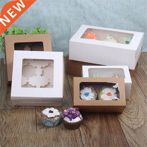 1pc Cup Clear Windowed Cupcake Boxes With Removable Tray