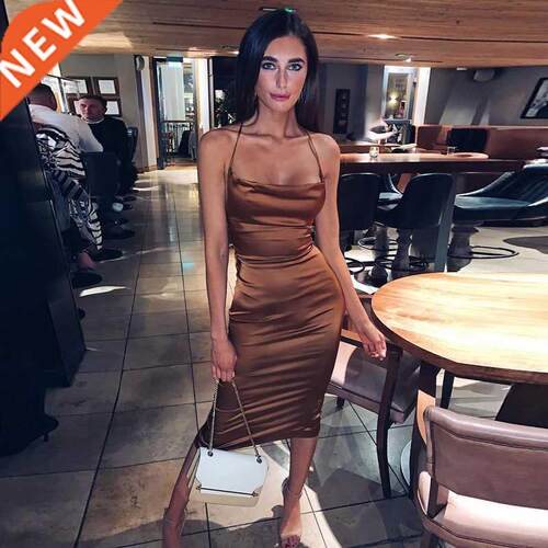 Dulzura neon satin lace up women long midi dress bodycon bac