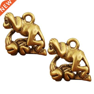 2Pcs Keychain Charm Decor Monkey Desktop Adornment Brass