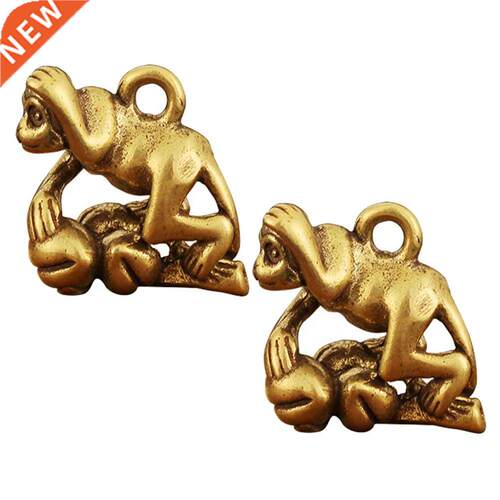2Pcs Keychain Charm Decor Monkey Desktop Adornment Brass