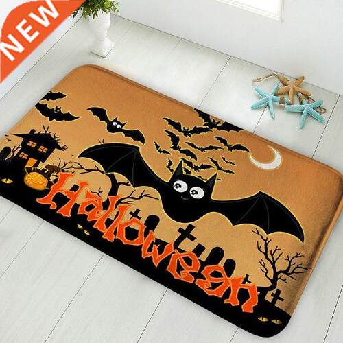 Halloween Indoor Non-Slip Bat Pumpkin Print Floor Mat