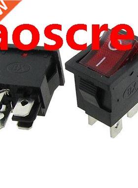 5 x AC 6A/250V 10A/125V Red Neon Lamp 4 Pin DPST ON/OFF 2 Po