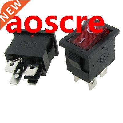 5 x AC 6A/250V 10A/125V Red Neon Lamp 4 Pin DPST ON/OFF 2 Po
