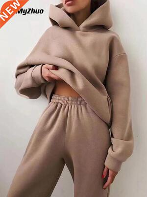 Wnter Two Pece Sets Women Tracksut Overszed Sut 2021 Au