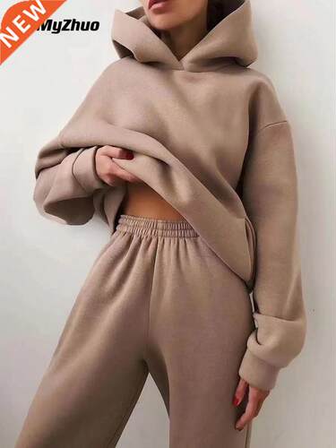 Wnter Two Pece Sets Women Tracksut Overszed Sut 2021 Au