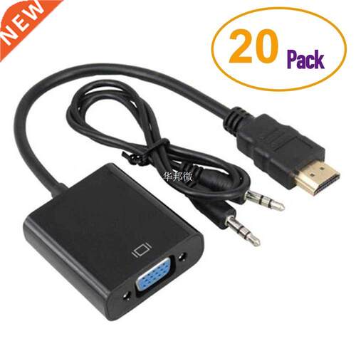 20PCS/lot HDMI to VGA audio converter adapter cable 适用于 P