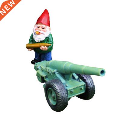 Gnome Statue Lawn Decor Garden Gnome Holding cannon Get