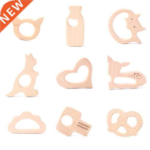 Let's make Teethers Lovely Cartoon Wood Teether Natural Cart